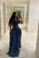 Vestido largo plisado Adinkra