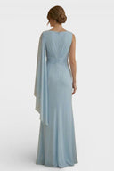 Elegant Draped Cape Sleeves Maxi Dress