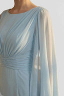 Elegant Draped Cape Sleeves Maxi Dress