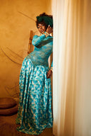 Vestido Maxi Formal de Arte Abstrata