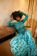 Vestido Maxi Formal de Arte Abstracto