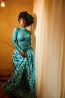 Vestido Maxi Formal de Arte Abstrata