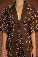 Čokoládový boho kimono a kalhotový set