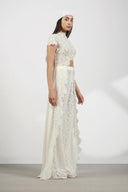 Top met hoge hals, kant en cut-outs