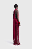 Robe Maxi Halo à Franges Azur
