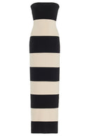 Joanne Stropløs Stribet Midi Strikkjole