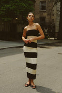 Abito Midi a Righe Senza Spalline Joanne in Maglia
