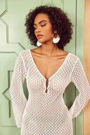 Abito lungo in maglia Josie con scollo a V e ritagli