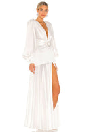 Phoebe V-Ausschnitt Maxikleid mit Gürtel und Schlitz