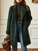 Cappotto da donna in tweed a quadri retrò con rever