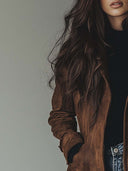 Trench coat vintage da donna in camoscio