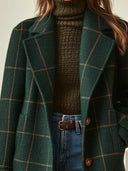 Cappotto da donna in tweed a quadri retrò con rever