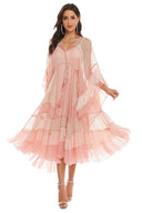 Vestito midi maxi sfumato rosa in rete Katie