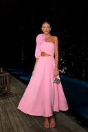 Lea Midikleid mit Blumenmuster und Cut-out