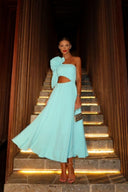 Lea Midikleid mit Blumenmuster und Cut-out