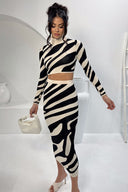 Completo in maglia con stampa zebra Lena