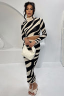 Completo in maglia con stampa zebra Lena