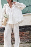 Conjunto Casual Solto de Duas Peças em Jacquard Estilo Resort Único