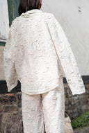 Conjunto Casual Solto de Duas Peças em Jacquard Estilo Resort Único