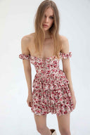 Vestido Curto em Camadas com Corpete Estampado Mabel