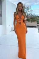 Vestido maxi Megan de punto con calados