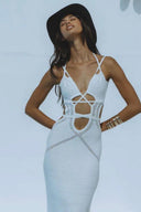 Vestido maxi Megan de punto con calados