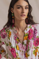 Vestido Mini com Folhos e Renda Estampada Melissa