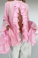 Blusa Michelle semitrasparente con volant