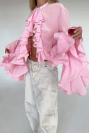 Blusa Michelle semitrasparente con volant