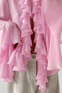Blusa Michelle semitrasparente con volant