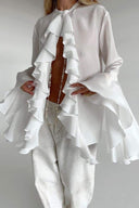 Blusa Michelle semitrasparente con volant