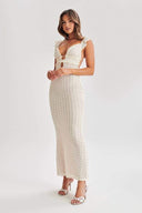 Muriel Strick-Maxikleid mit Rüschen und Cutouts
