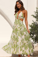 Abito midi Olivia floreale con ritagli