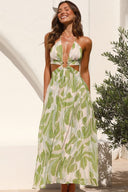 Abito midi Olivia floreale con ritagli