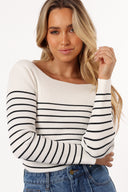 Kiersten strik top - hvid sort