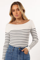 Kiersten strik top - hvid sort