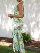 Gill Printet Halterneck Rygfri Satin Midi-kjole