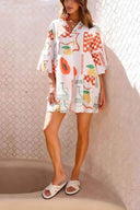 Vestito corto ampio stile etnico con camicia