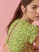 Rachel bedrucktes Midikleid mit Rundhalsausschnitt und Schlitz