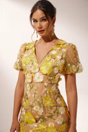 Vestido Midi Floral Sally com Decote em V