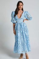Sandra Broderet Blonde Cut-out Midi-kjole