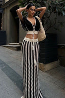 Completo a righe traforato Sibyl in maglia