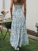 Sue blomsterprint halterneck maxi sommerkjole