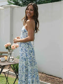 Sue blomsterprint halterneck maxi sommerkjole