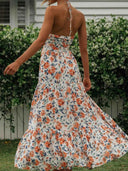 Sue blomsterprint halterneck maxi sommerkjole