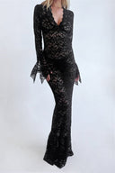 Robe longue sirène en dentelle transparente Virginia