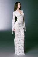 Robe longue sirène en dentelle transparente Virginia