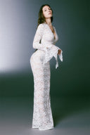 Robe longue sirène en dentelle transparente Virginia