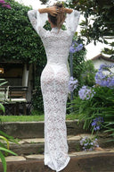 Robe longue sirène en dentelle transparente Virginia