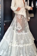 シアー フローラル レース マキシスカート